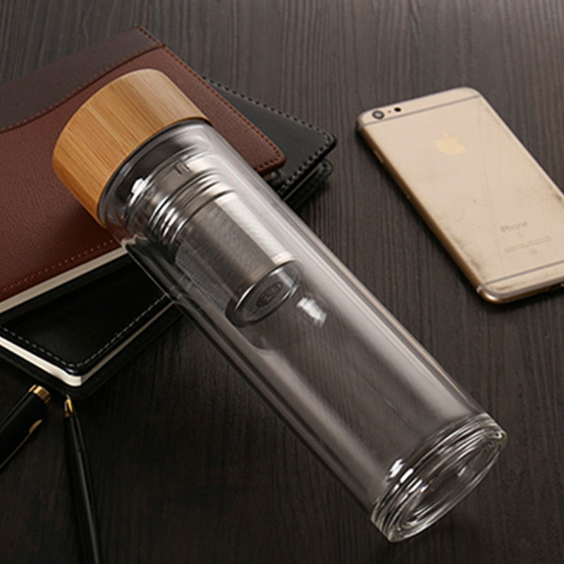 Double walled Glass Tea Infusing Bottle